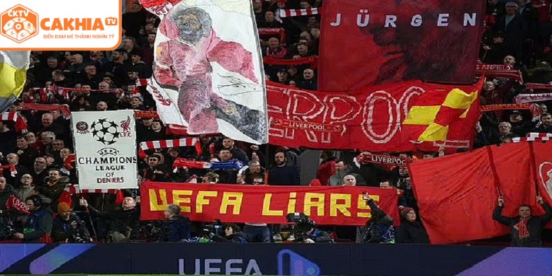 Cổ động viên reo hò trên khán đài khi theo dõi trực tiếp trận đấu